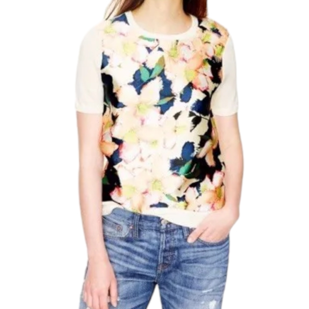 J. Crew Floral Short Sleeve Tee - Multicolor